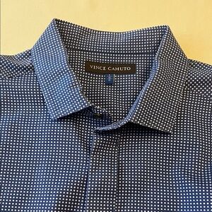 Vince Camuto Navy and White Dot Men's Shirt Size L